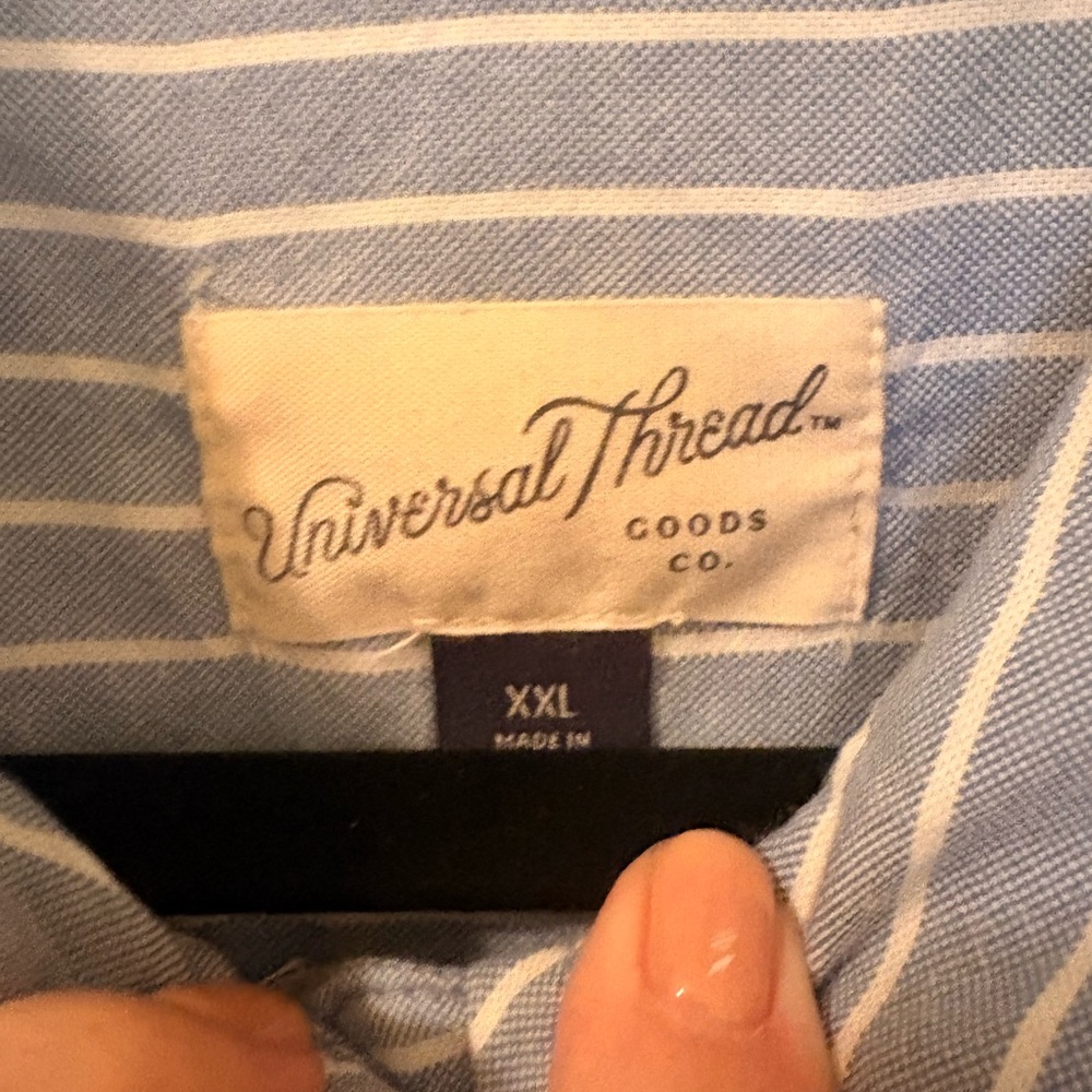 Universal Thread Blue and White Stripe Button Down Shirt - Picture 2 of 7